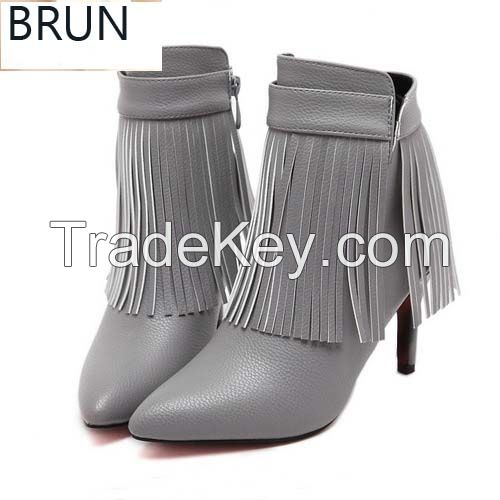 women suede booties zipper side footwear with middle heel ankle boots shoes