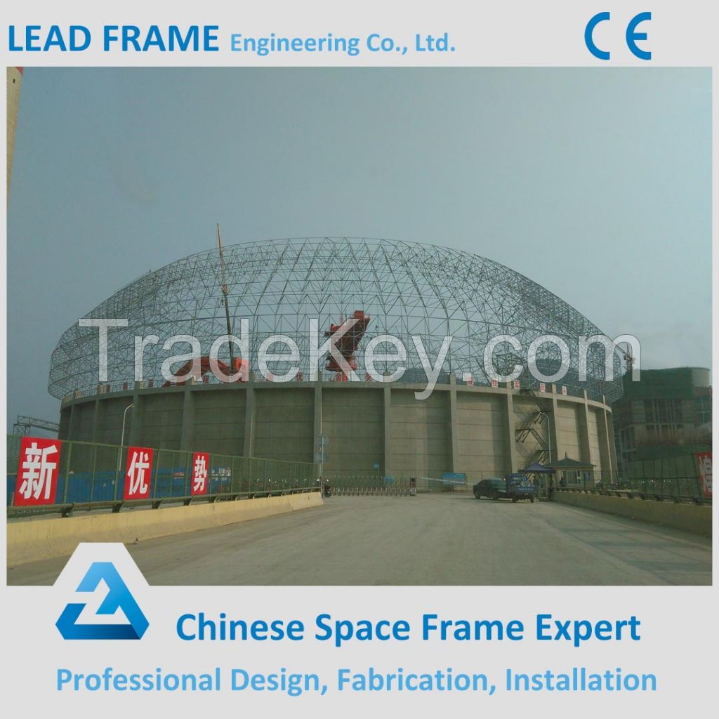 galvanized prefabricated steel space frame structure dome coal storage