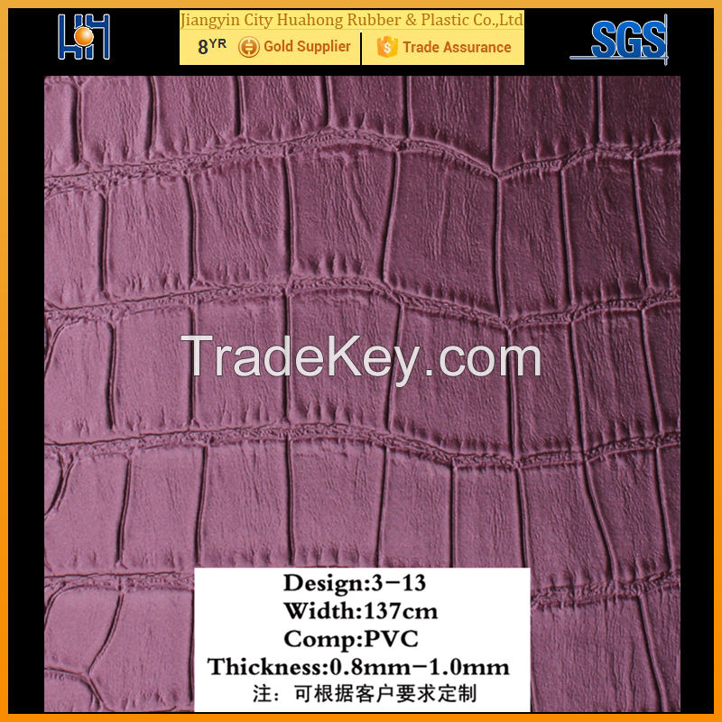 Huahong Best Selling Embossing PVC Faux Leather For Upholstery