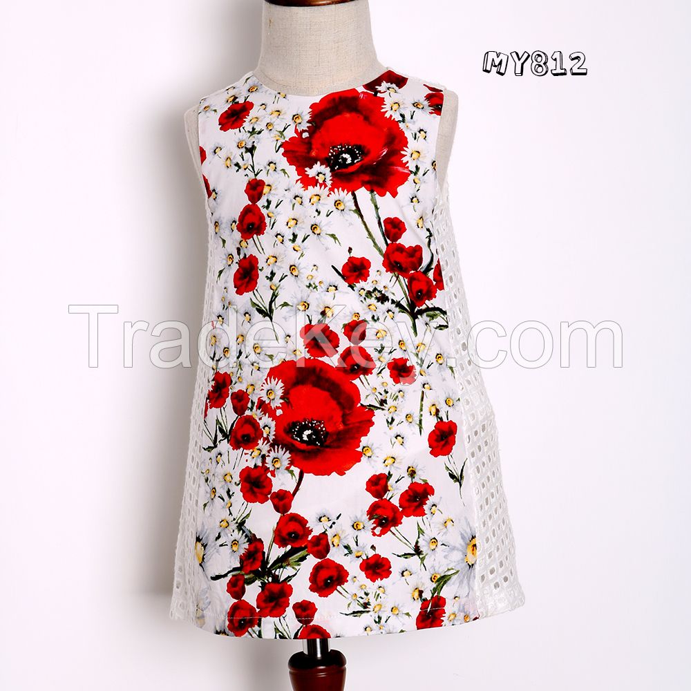 Printed flower latest western dress patterns for girls