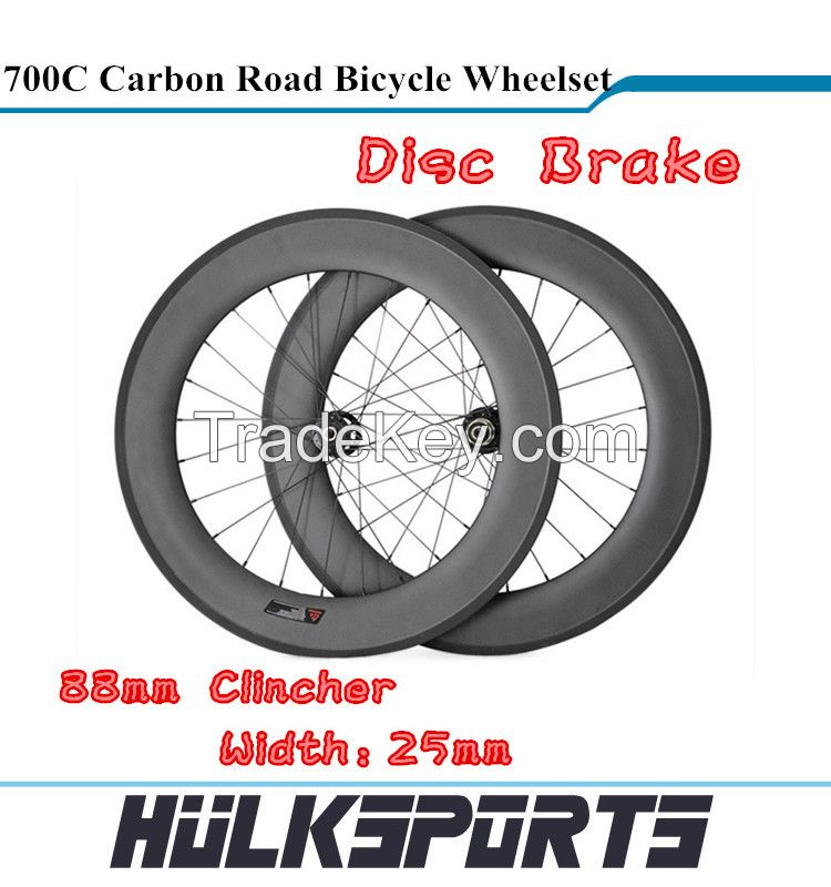 Disc Brake Road bicycle wheels wholesale 700c full carbon