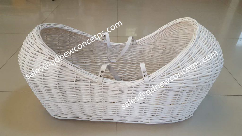 Handmade grey color POD wicker basket for baby sleeping