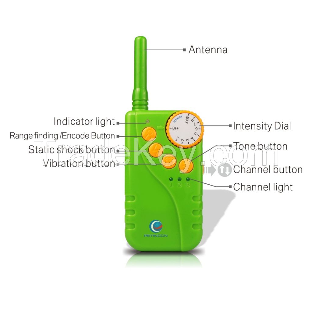 PETINCCN P681 660M Remote Dog Training Collars Waterproof and Rechargeable with Four Functions of Range Finding Tone Vibrating Static Shock Trainer Collar 1Collar Green