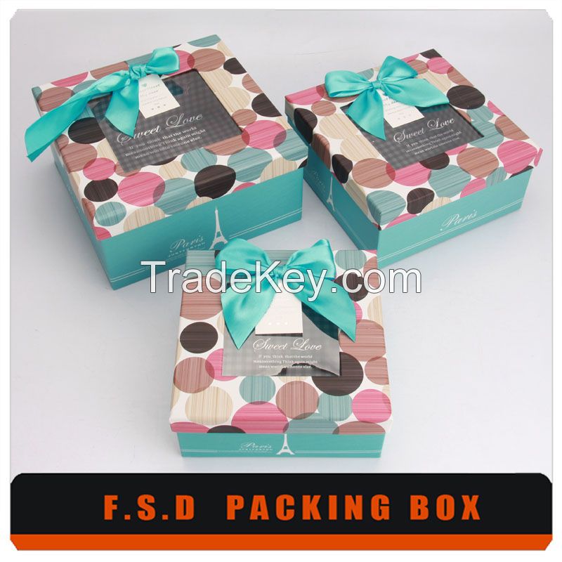 Bow Ribbon Paper Gift Box With PVC Window