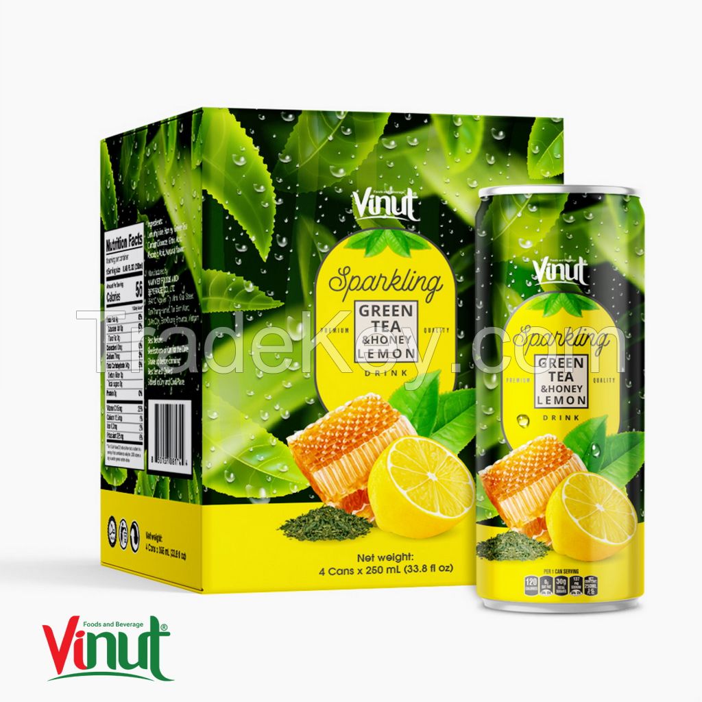 250ml Carbonated drinks Box 4 Cans Green tea &amp; Honey Lemon Free Sample Free Label New Packing