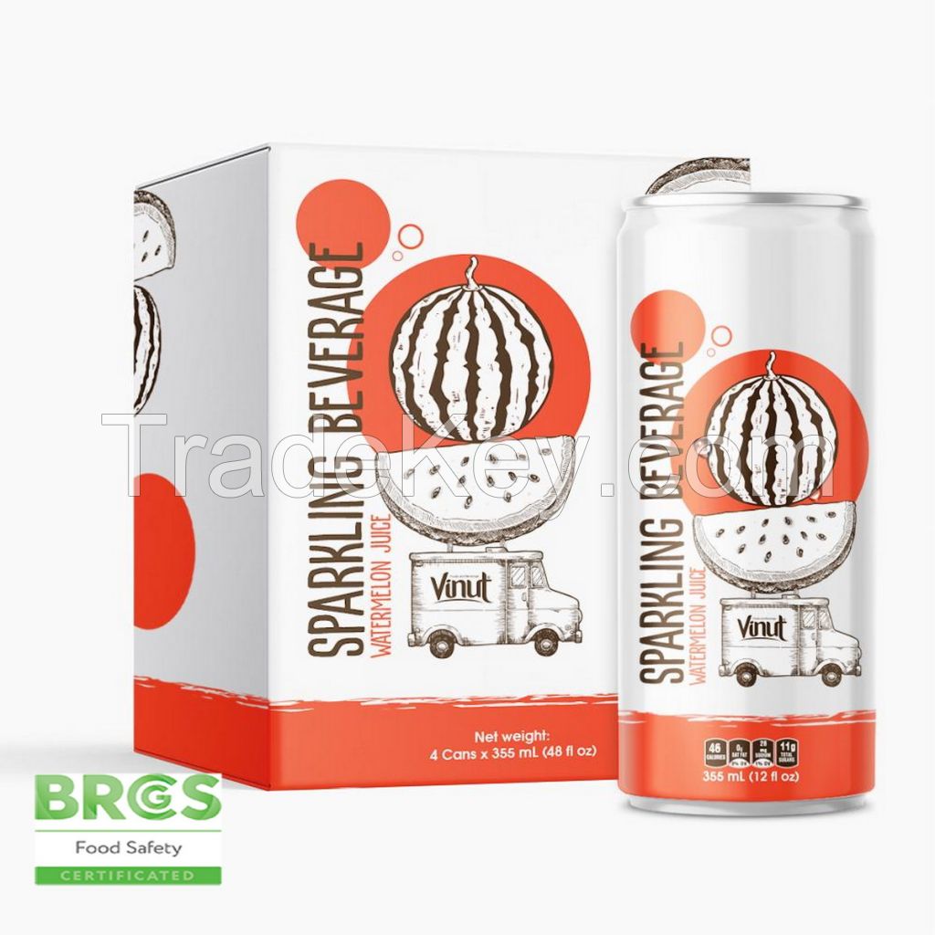 355ml Sparkling water VINUT 4 Cans Watermelon Juice Manufacturer 100% Pure Beverage Customize Formulation