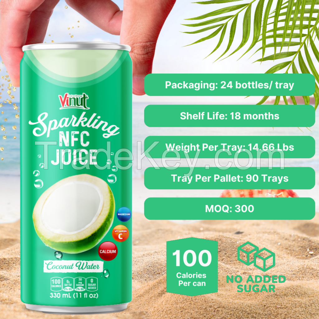 330ml VINUT Coconut Sparkling Drink Free Sample Free Label New Packing