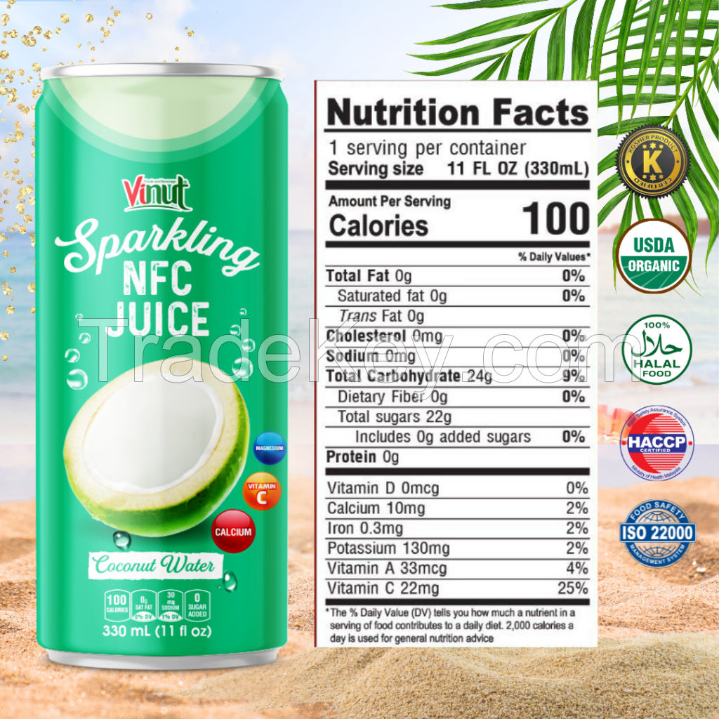 330ml VINUT Coconut Sparkling Drink Free Sample Free Label New Packing