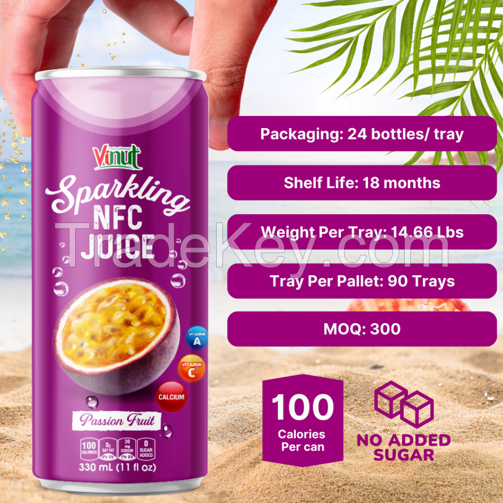 330ml VINUT Passion Fruit Sparkling Drink Free Sample Free Label New Packing