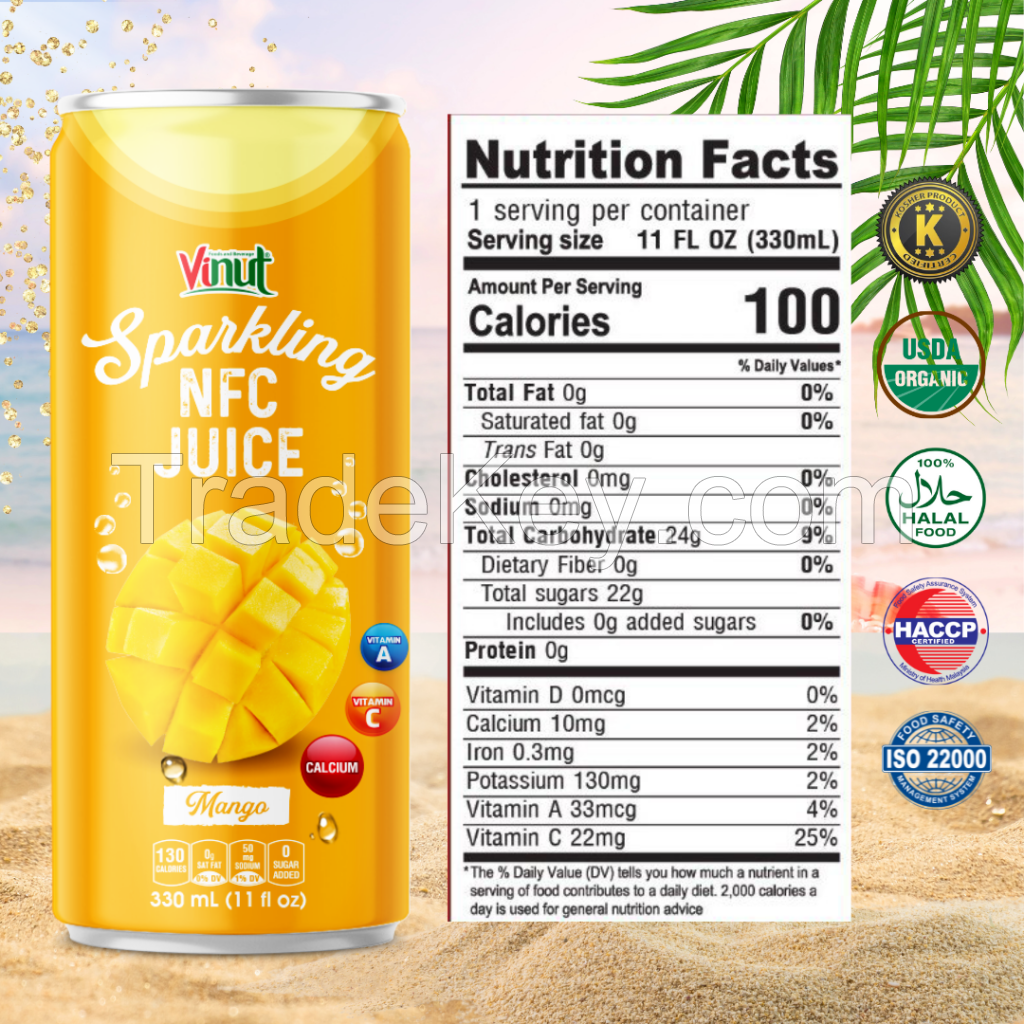 330ml VINUT Mango Sparkling Drink Free Sample Free Label New Packing