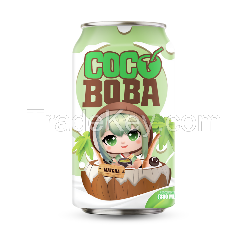 330ml Vinut Coco Boba Drink with Matcha (Coconut milk + Tea + Tapioca Pearl) 