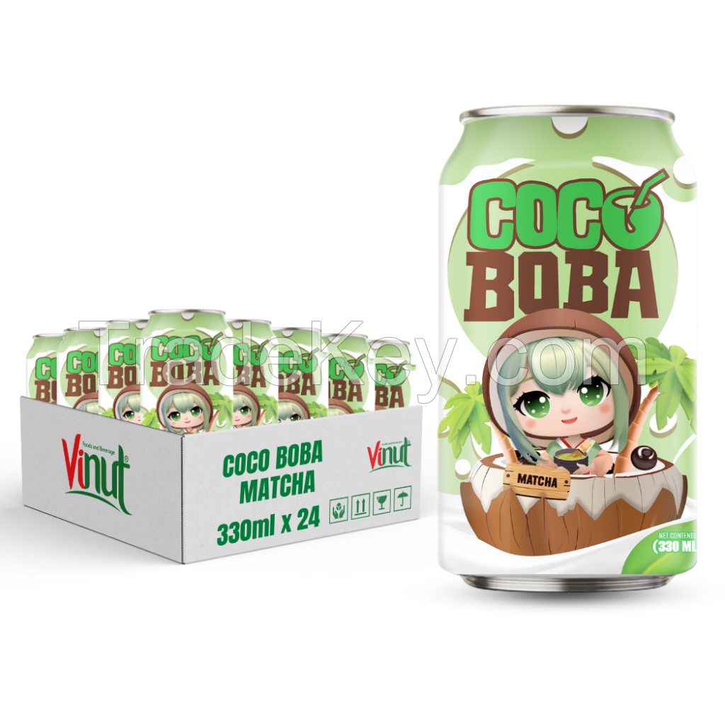 330ml Vinut Coco Boba Drink with Matcha (Coconut milk + Tea + Tapioca Pearl) 