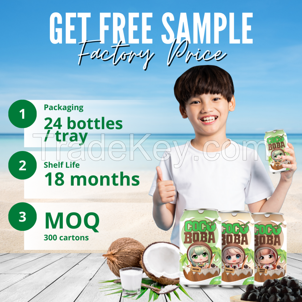330ml Vinut Coco Boba Drink with Matcha (Coconut milk + Tea + Tapioca Pearl) 