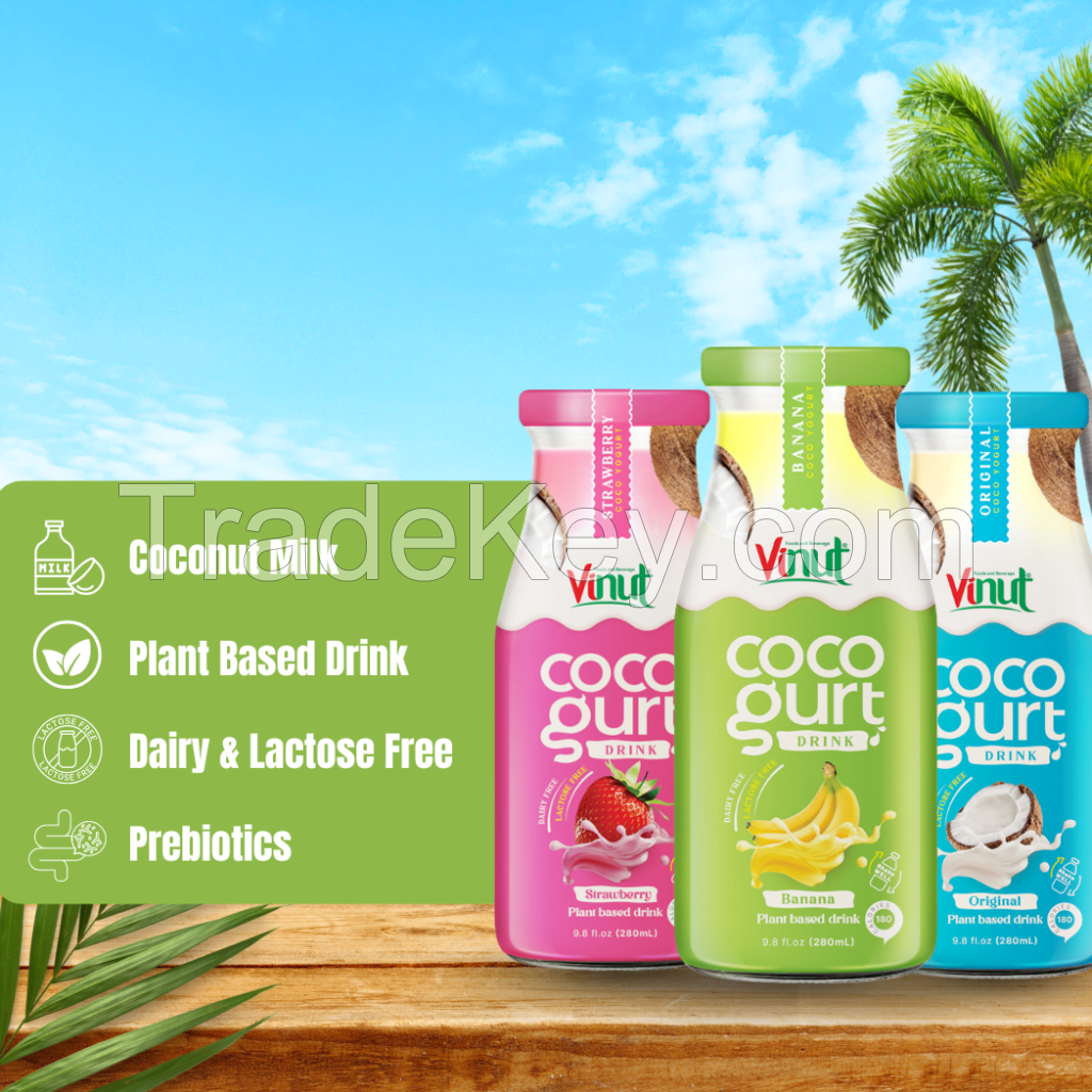  280ml Vinut Cocogurt (Coconut milk) drink with Banana (Lactose free, Dairy free, Plant based) 280ml Vinut Cocogurt (Coconut milk) drink with Peach (Lactose free, Dairy free, Plant based) 280ml Vinut Cocogurt (Coconut milk) drink with Peach (Lactose free,