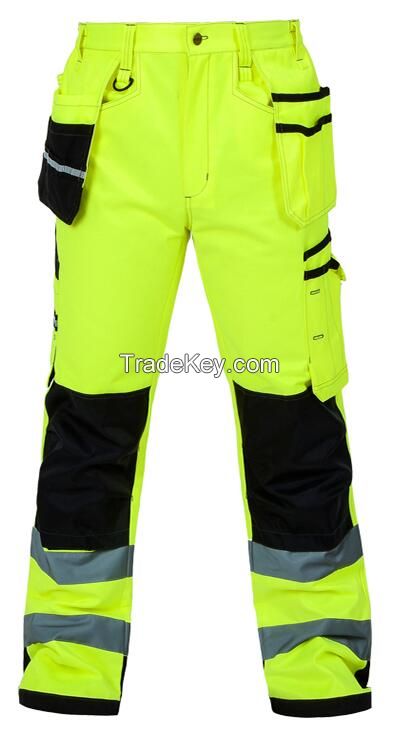 Mens Fluorescent Yellow EN20471 Workwear Trousers B221