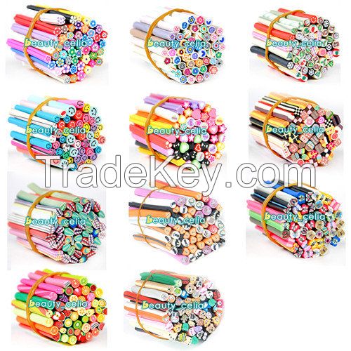 50 X 3D Nail Art Fimo Canes Sticker Rods Acrylic UV Decor Tips Kit DIY Beauty