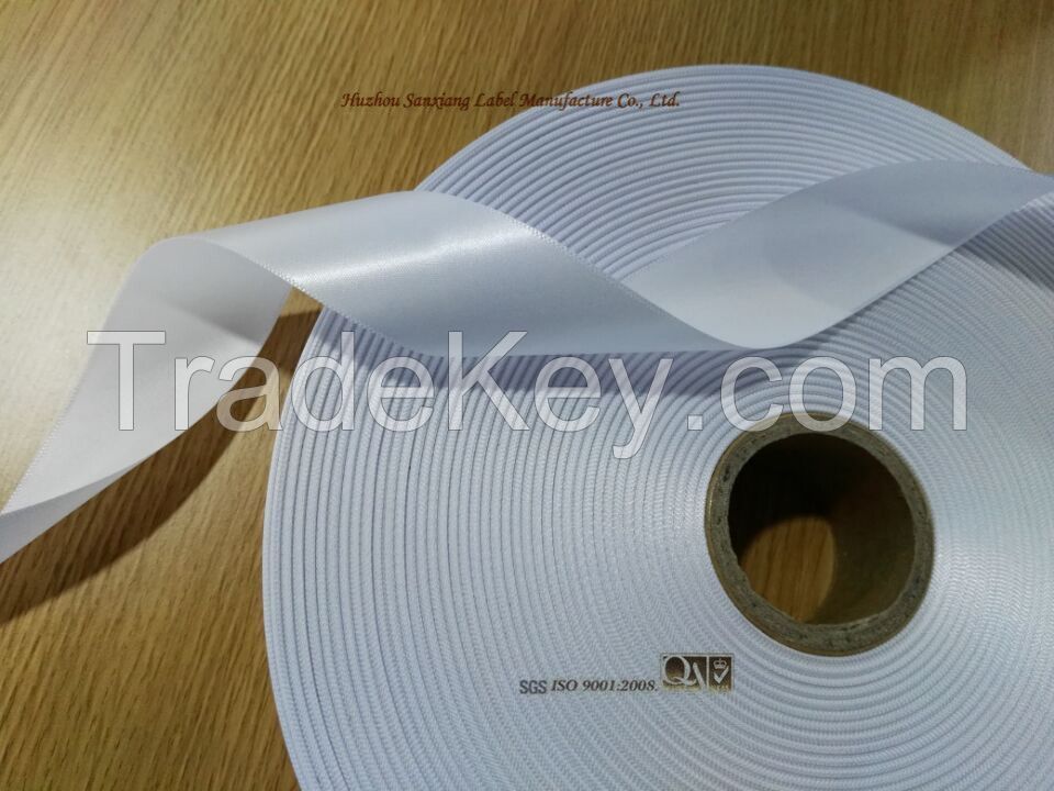 Good quality polyester satin ribbon single side for garment labels