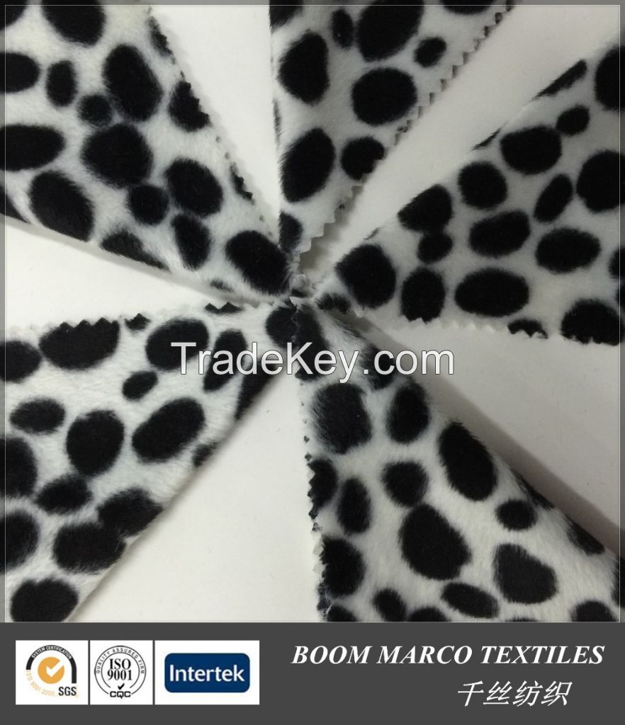 sofa covering velboa fabric printed milk cow 260gsm 152cm 2.5-3.mm 100%polyester