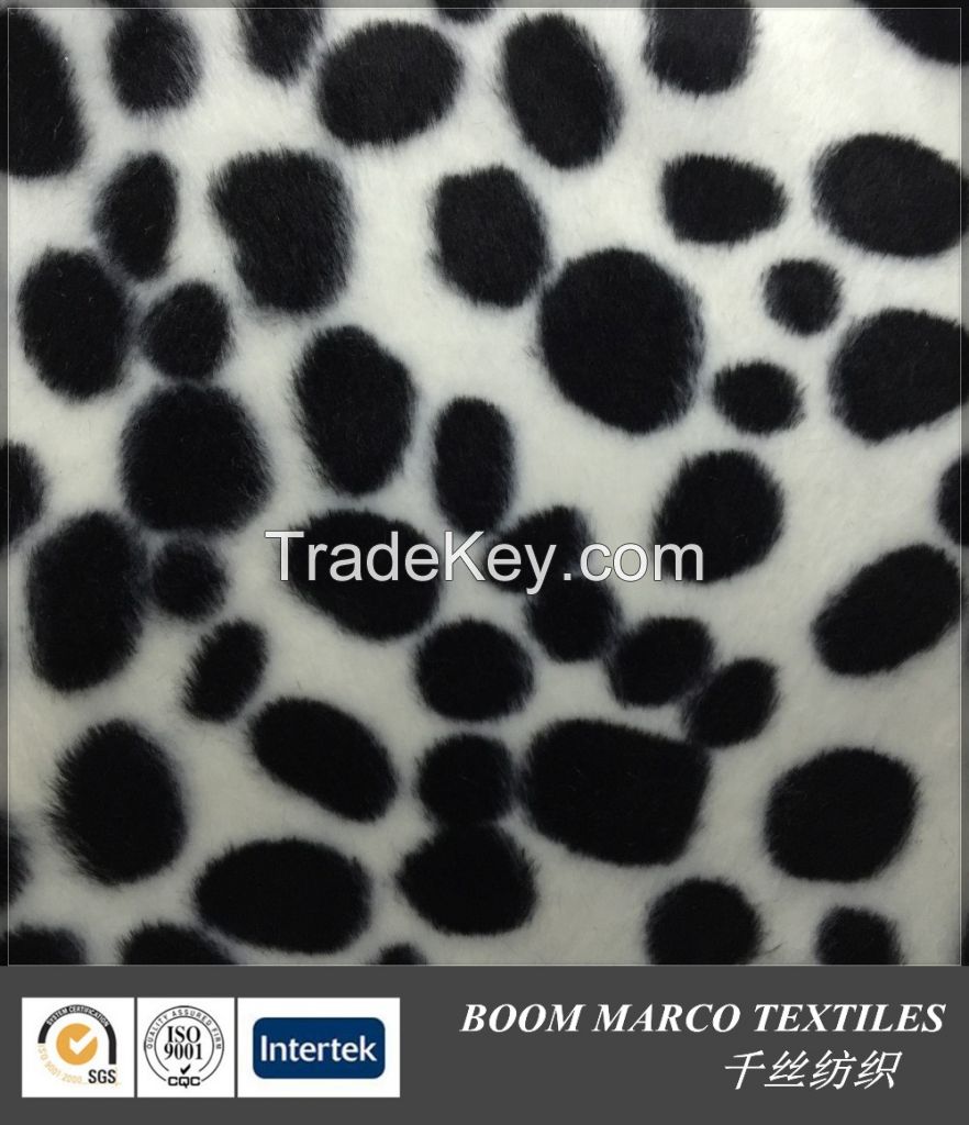 sofa covering velboa fabric printed milk cow 260gsm 152cm 2.5-3.mm 100%polyester