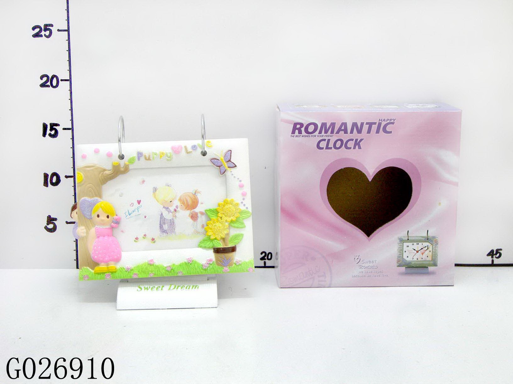 Pretty girl photo frame and clock