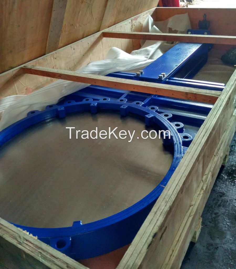 DIN WCB knife gate valve with replaceable EPDM/PTFE/metal seat, V-port