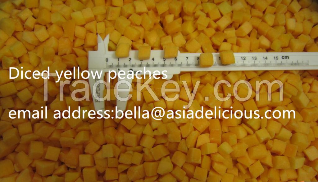 2016 crop IQF diced yellow peaches/ frozen fruits/ certificate with HACCP, BRC, KOSHER