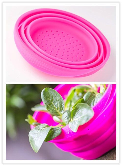 Silicon Rubber Washing Vegetable Strainer Foldable Atoxic FDA Ketchen Ware