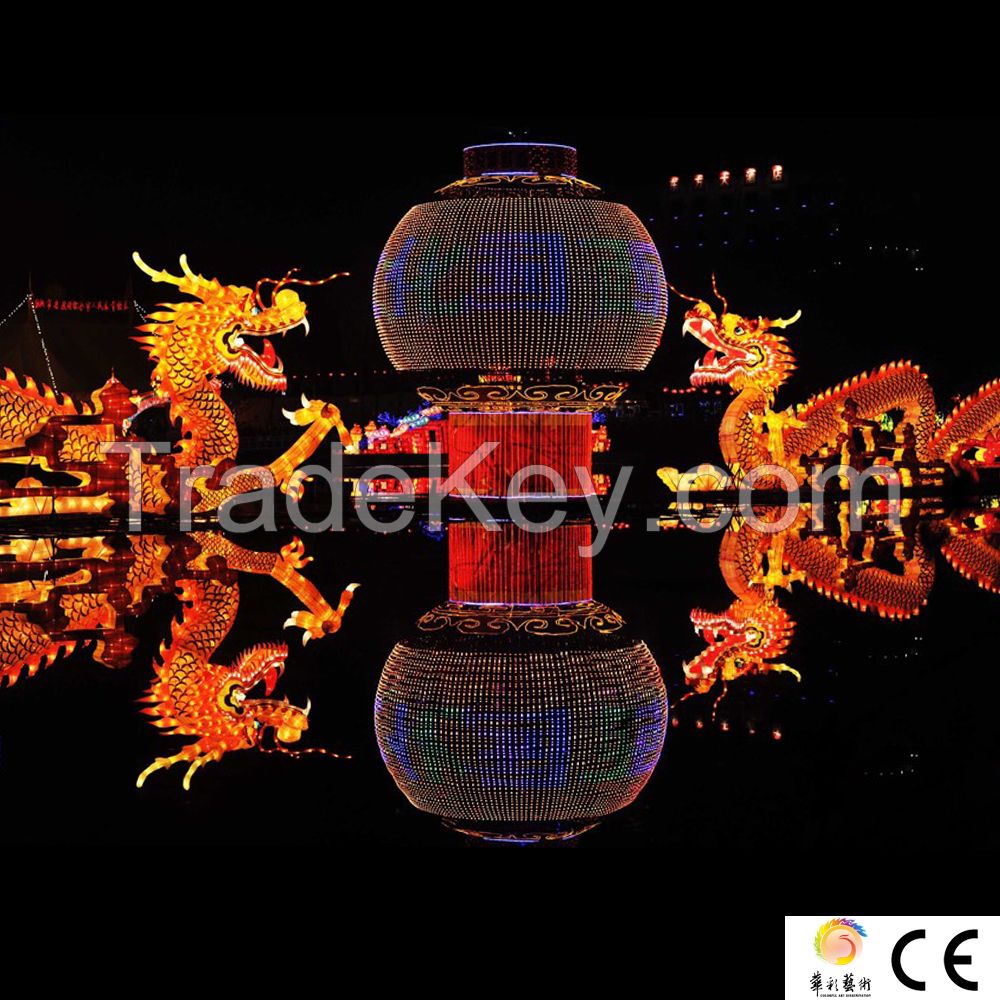 Chinese  new year traditional silk lighting lanterns festival decoration