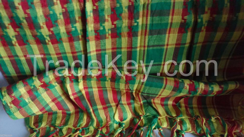 Kurdish Scarf, Red-Yellow-Green, ROJAVA, Keffiyeh, Shemagh, Senegal Mali African COTTON