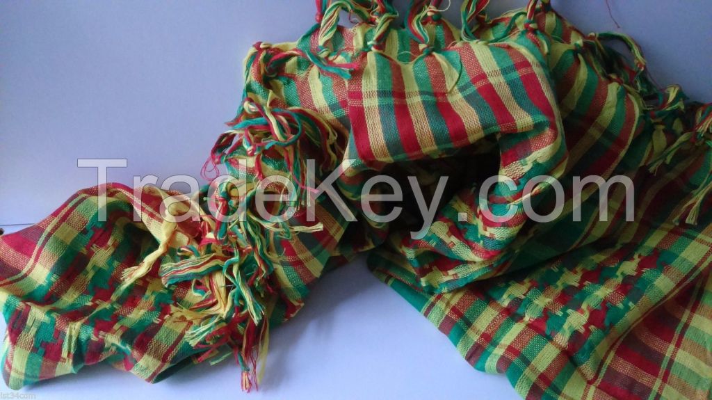 Kurdish Scarf, Red-Yellow-Green, ROJAVA, Keffiyeh, Shemagh, Senegal Mali African COTTON