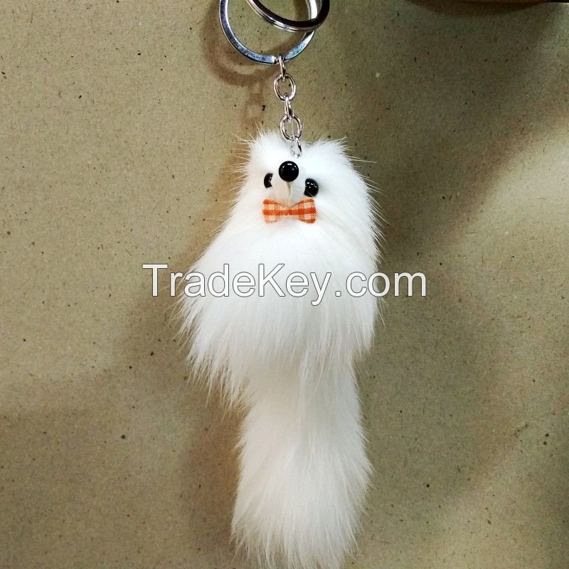 Rabbit Fur Ball Keychain Bag Plush Car Key Ring Car Key Pendant