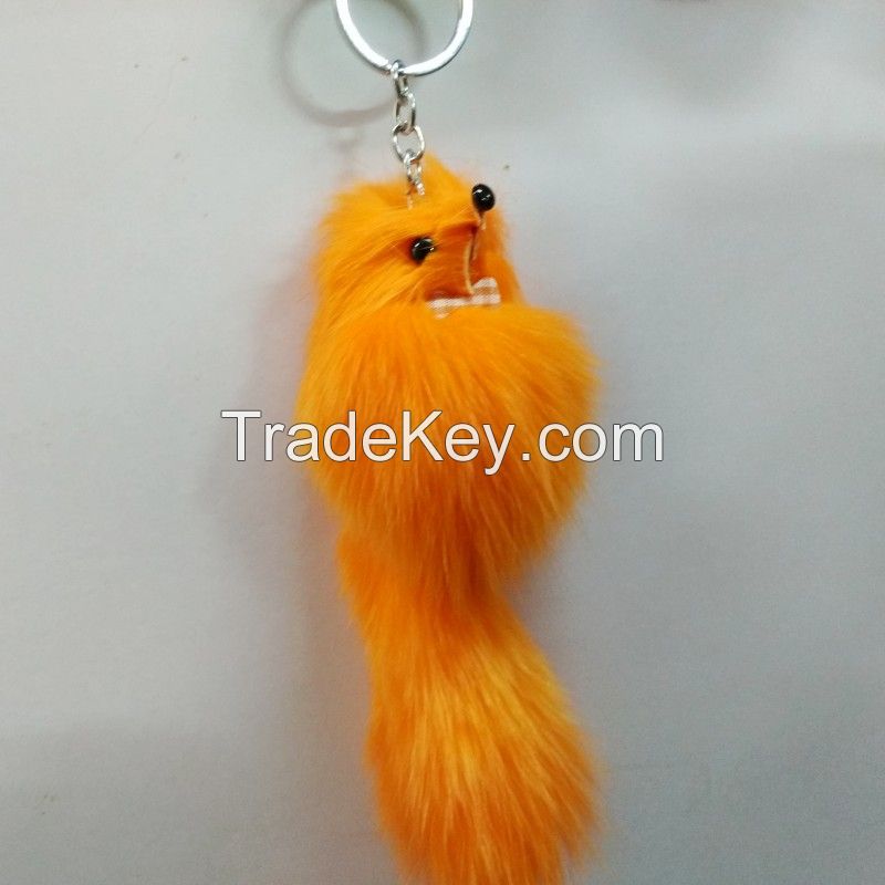 Rabbit Fur Ball Keychain Bag Plush Car Key Ring Car Key Pendant