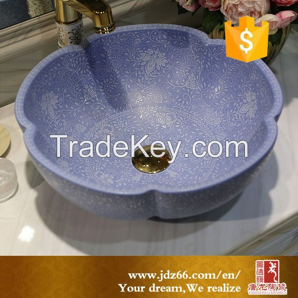 Ceramic blue countertop hand wash basin price