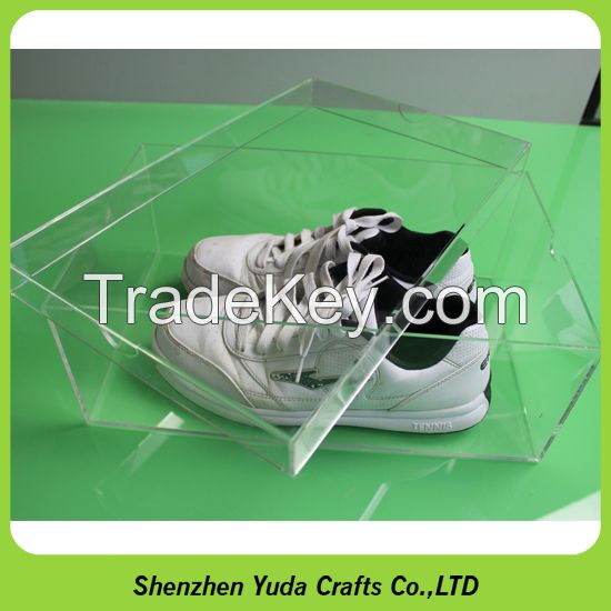 Latest design acrylic shoe box for sale, clear shoe box display case, custom sneaker box