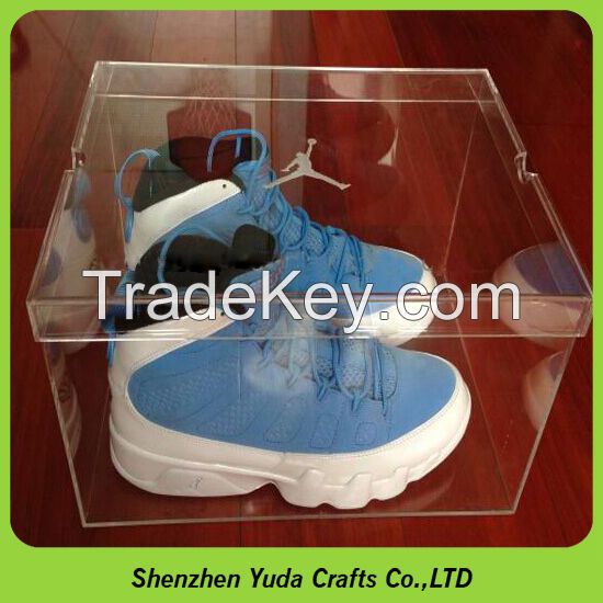 Latest design acrylic shoe box for sale, clear shoe box display case, custom sneaker box