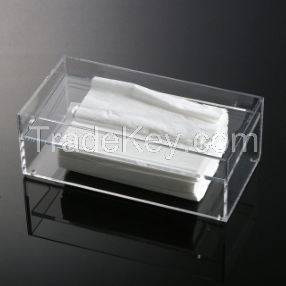 Clear acrylic hotel tissue box with cover