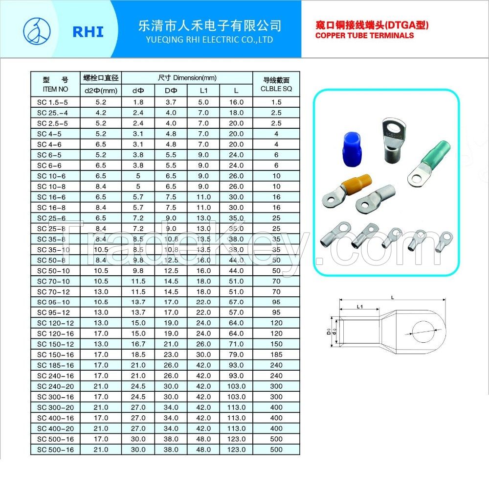 High quality crimp terminal lug copper cable lug