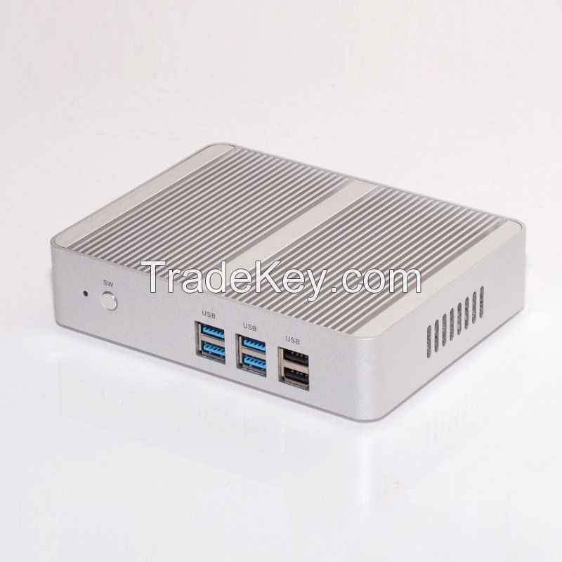 Intel celeron N3150 fanless mini pc barebone dual lan dual hdmi ports