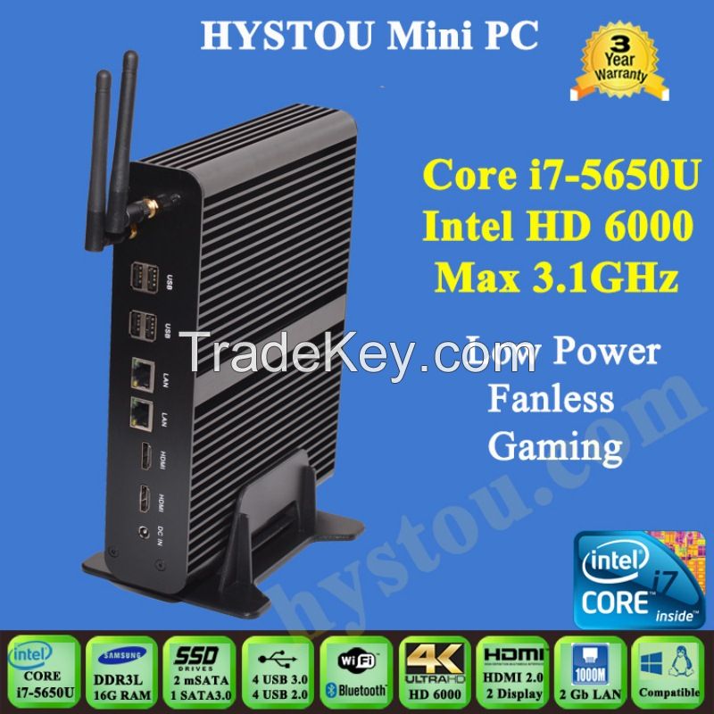 Hystou fanless mini pc i7 4500u HD4400 dual core windows10 mini computer