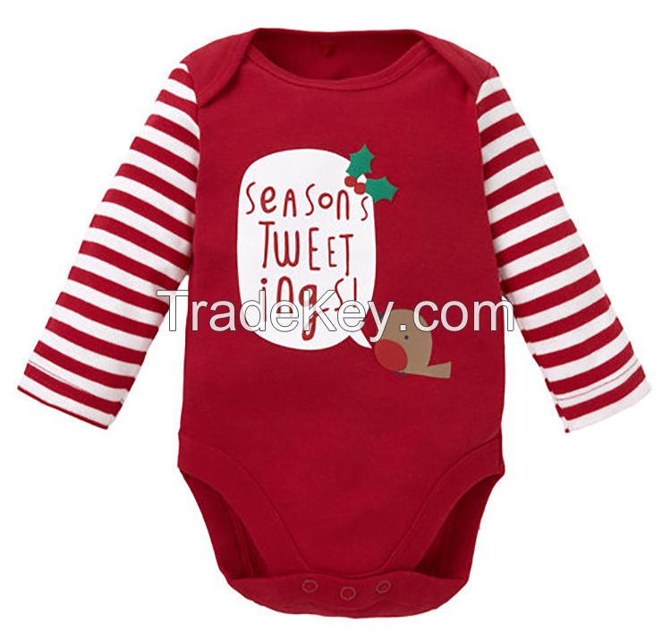 2017 New Baby Christmas Bodysuits Rompers Babies Xmas Santa Clothes Onesies Jumpsuits Infants Toddlers Cotton Long Sleeve Rompers For 0-3T