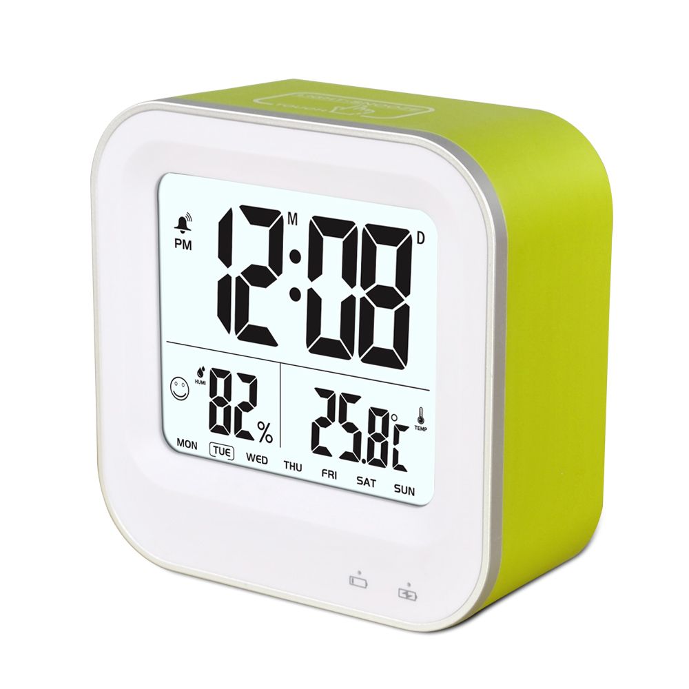 Multifunctional digital lcd temperature display touch snooze table calendar clock