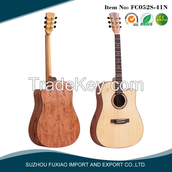 2016 latest design popular natural color spruce acoustic guitar