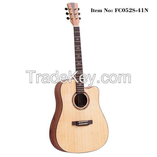 2016 latest design popular natural color spruce acoustic guitar