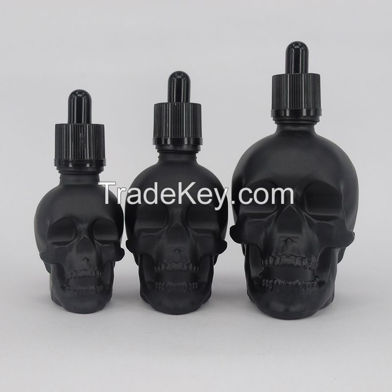 e liquid bottle 30ml/60ml120ml  skull bottle , glass dropper bottle for ejuice