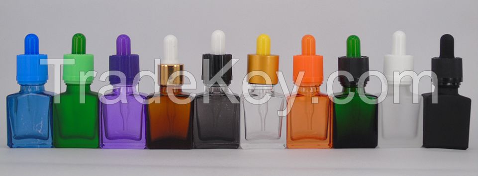 1 oz square clear glass bottle rectangular shape vapor oil dropper bottle with child tamper proof cap