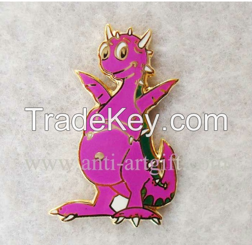 Custom Metal badge die struck Purple dragon Hard Enamel