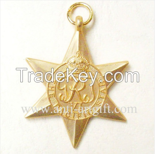 Military Medals Gold 3D Star Shape Crown Accept customized pins