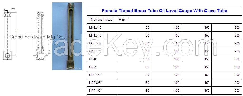 Elbow Brass Tube oil level gauge indicator oil level indicator with glass tube