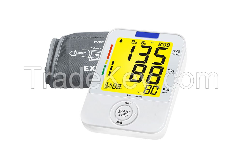 Three color backlight display digital blood pressure monitor upper arm with CE & FDA approved