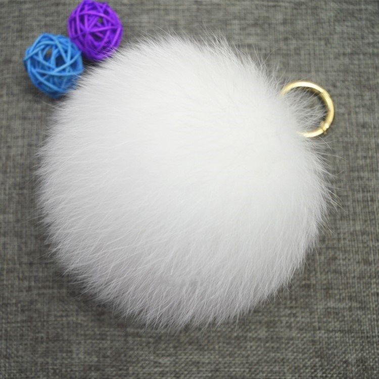  cheap 8cm rabbit fox fur plush custom cute faux fur ball shape pom pom keychain fluffy puff custom key holder maker